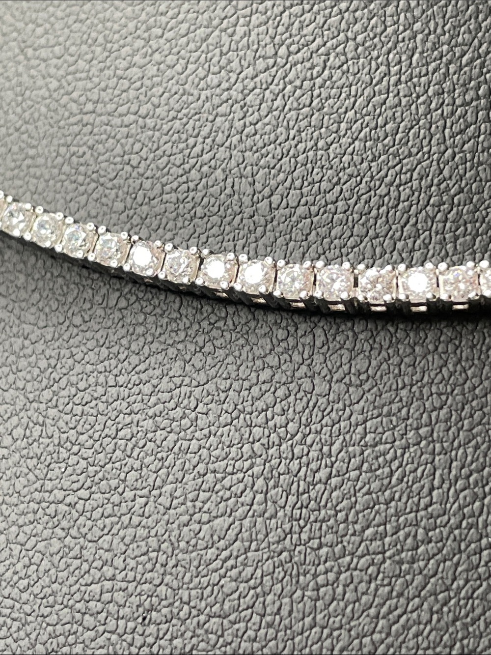 925 Sterling Silver CZ Choker Tennis Necklace Length 15” - Picture 4 of 11